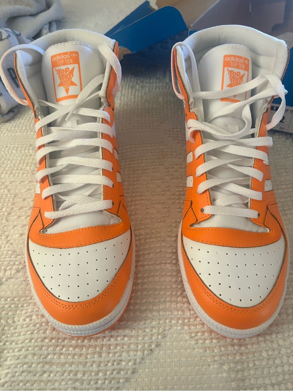adidas High-Top Athletic Sneakers in White & Orange - Picture 2 of 4